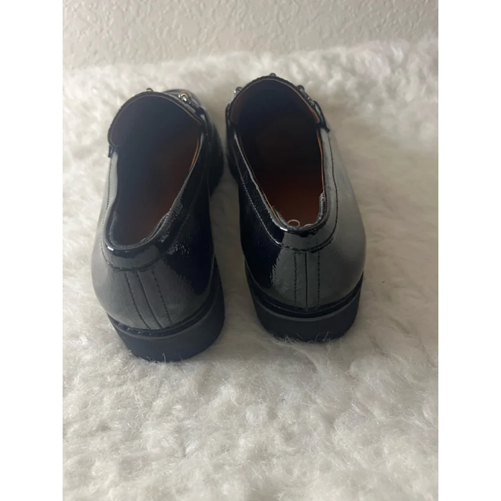 Franco Sarto Cason Black Loafers Faux Leather Women Size 9.5M